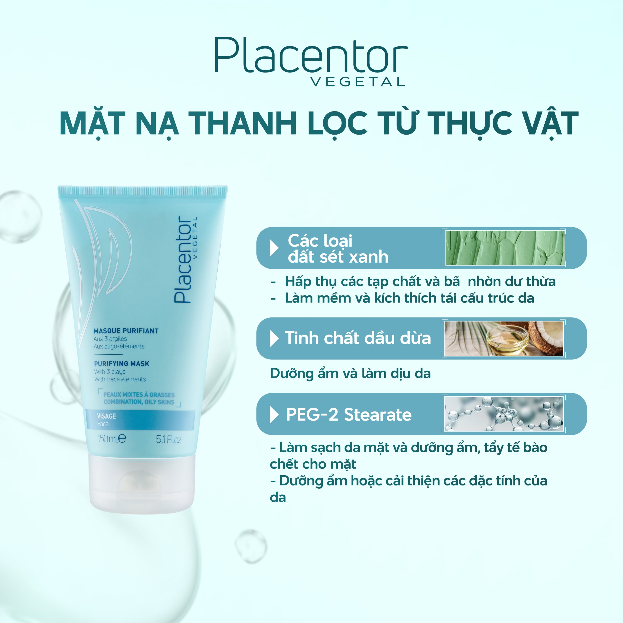 Mặt Nạ Giúp Dưỡng Ẩm Và Làm Trắng Da Placentor Vegetal Masque Purifiant Purifying Mask