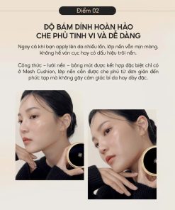 Phấn nước trang điểm Ohui Mesh Cushion 2 lõi (13g x2) cho một lớp nền bừng sáng, mỏng nhẹ tự nhiên và che phủ khuyết điểm hoàn hảo