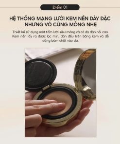 Phấn nước trang điểm Ohui Mesh Cushion 2 lõi (13g x2) cho một lớp nền bừng sáng, mỏng nhẹ tự nhiên và che phủ khuyết điểm hoàn hảo