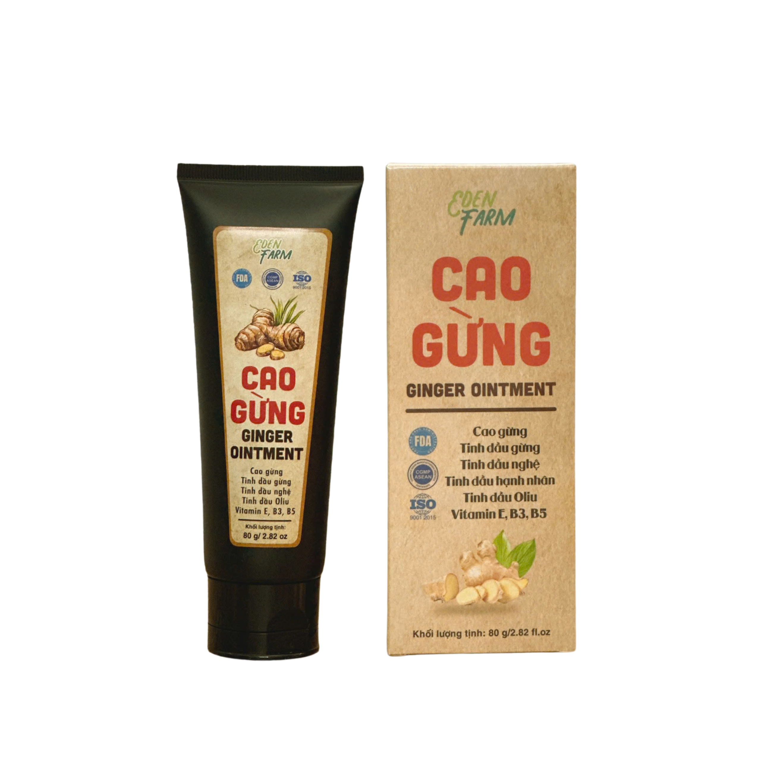 Cao gừng Eden Farm 80gr hỗ trợ nhức mỏi xương khớp, giữ ấm cơ thể, giảm mỡ bụng