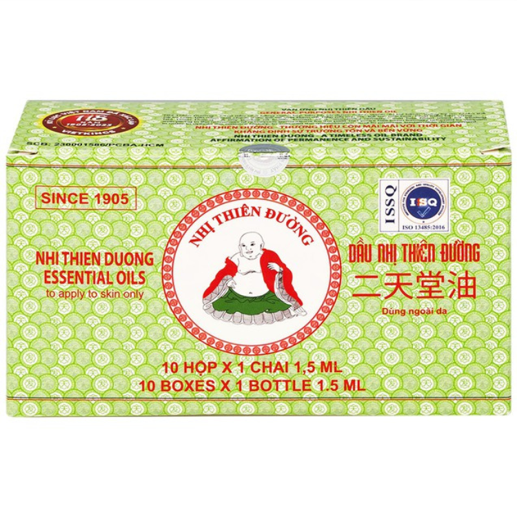 Dầu gió Nhị Thiên Đường (hộp 10 chai)