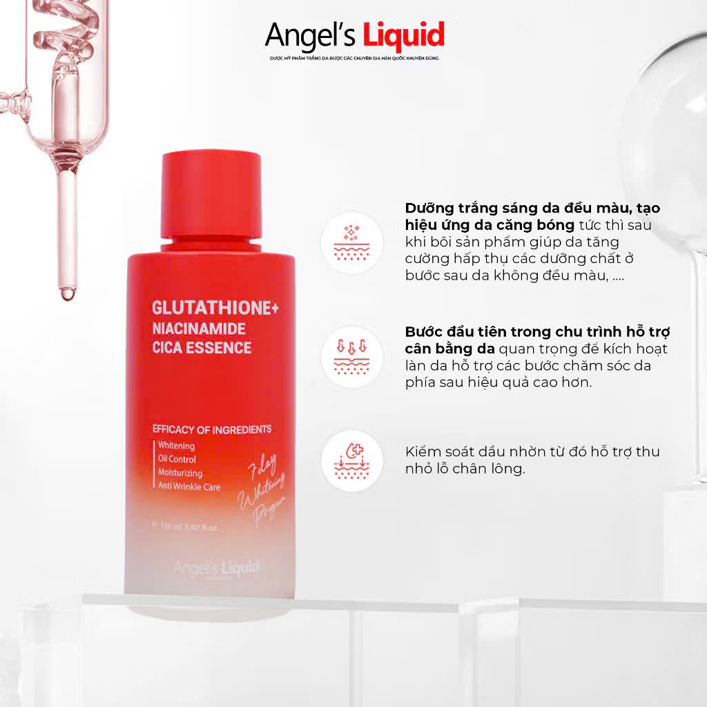 Combo Bộ 04 sản phẩm Giảm Thâm Nám và Làm Sáng Da Chuyên Biệt Angel’s Liquid Tranexamic (Toner, Serum & Kem)