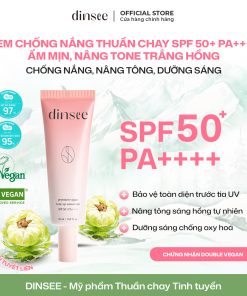 KEM CHỐNG NẮNG THUẦN CHAY SPF 50+ PA++++ ẨM MỊN, NÂNG TONE TRẮNG HỒNG DINSEE PREMIUM VEGAN TONE UP SUNSCREEN SPF50+ PA++++
