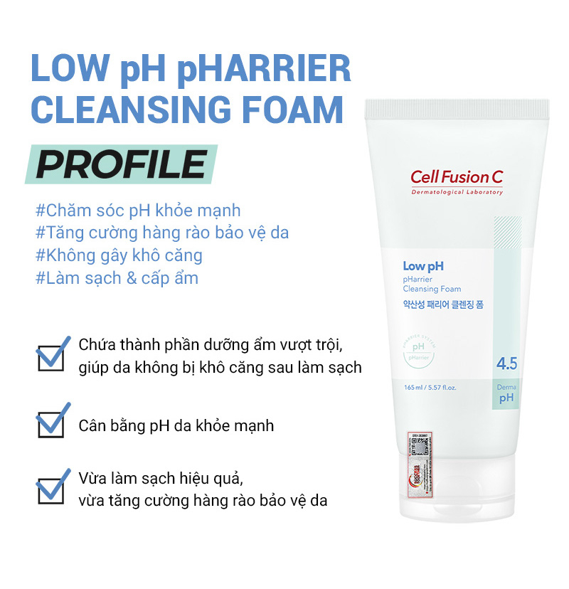 Sửa rửa mặt pH thấp – Cell Fusion C Low pH pHarrier Cleansing Foam 165ml
