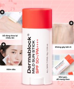 Sáp chống nắng dạng thỏi Re-apply cho mọi loại da Dermablock Mild Sun Stick SPF50+ PA++++ 16g