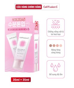 Kem Chống Nắng Nâng Tone Căng Bóng Cấp Ẩm Cho Mọi Loại Da Cell Fusion C Aqua Tone Up Suncreen 100 SPF 50+ PA++++ 35ml + 35ml