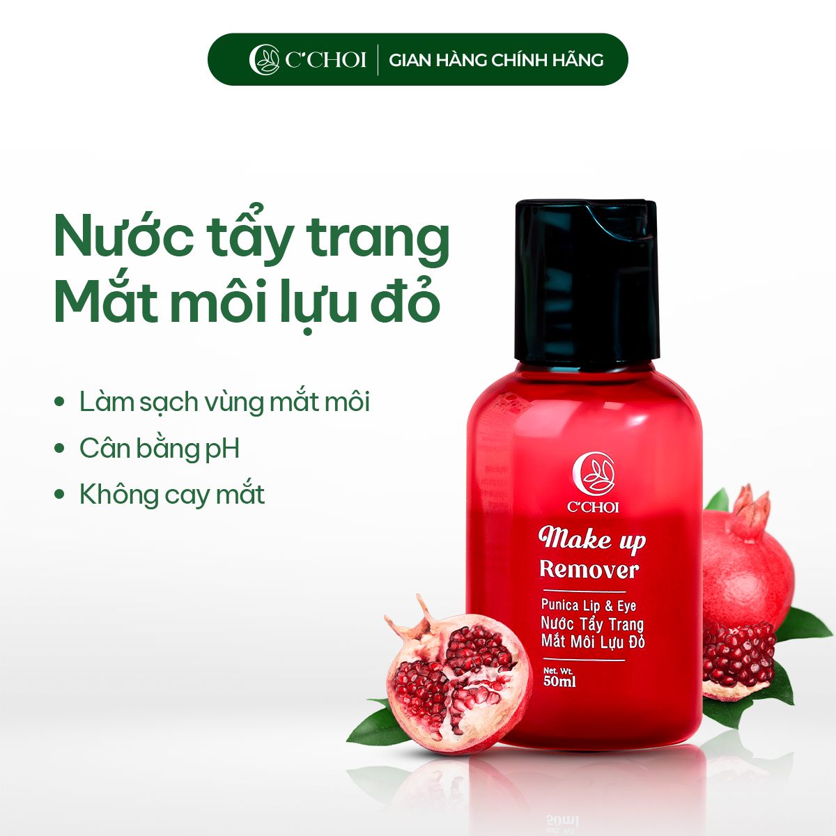 Nước tẩy trang mắt môi lựu đỏ – punica lip & eye make up remover