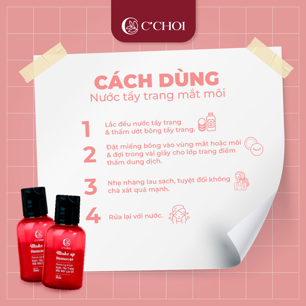 Nước tẩy trang mắt môi lựu đỏ – punica lip & eye make up remover