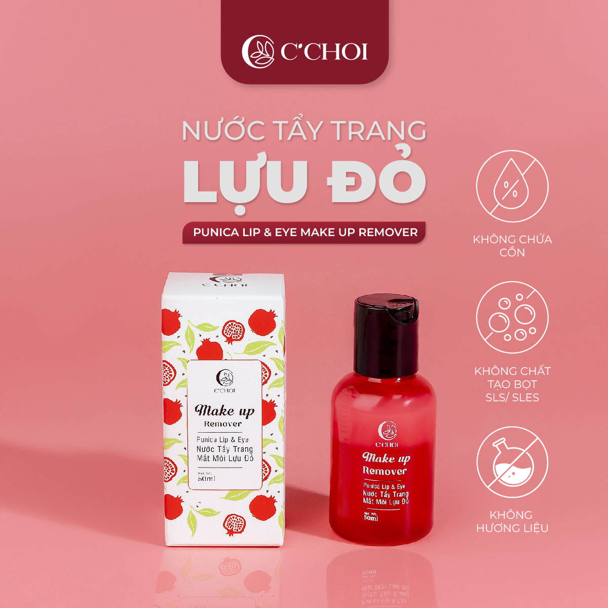 Nước tẩy trang mắt môi lựu đỏ – punica lip & eye make up remover