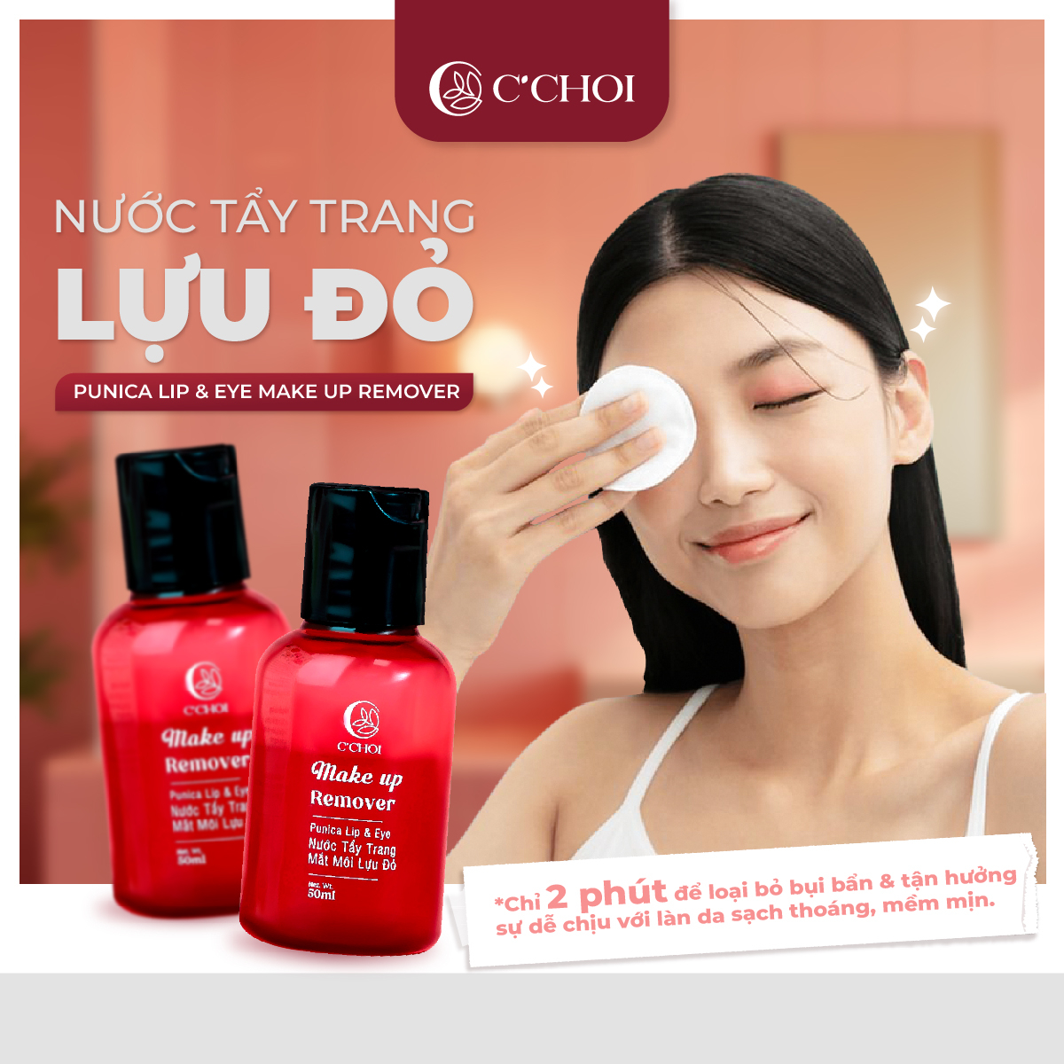 Nước tẩy trang mắt môi lựu đỏ – punica lip & eye make up remover