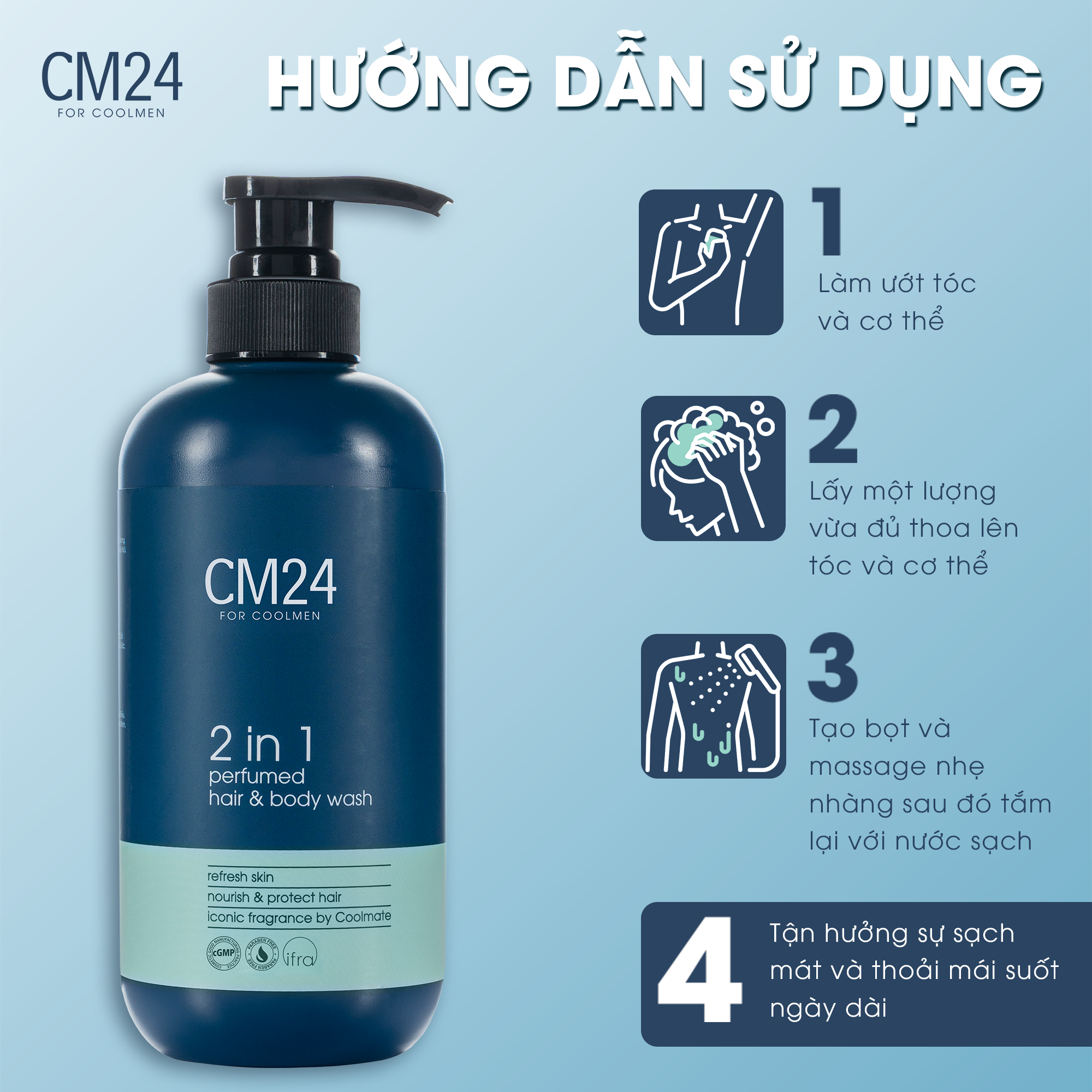 Tắm gội nam 2in1 hương nước hoa CM24 500ml