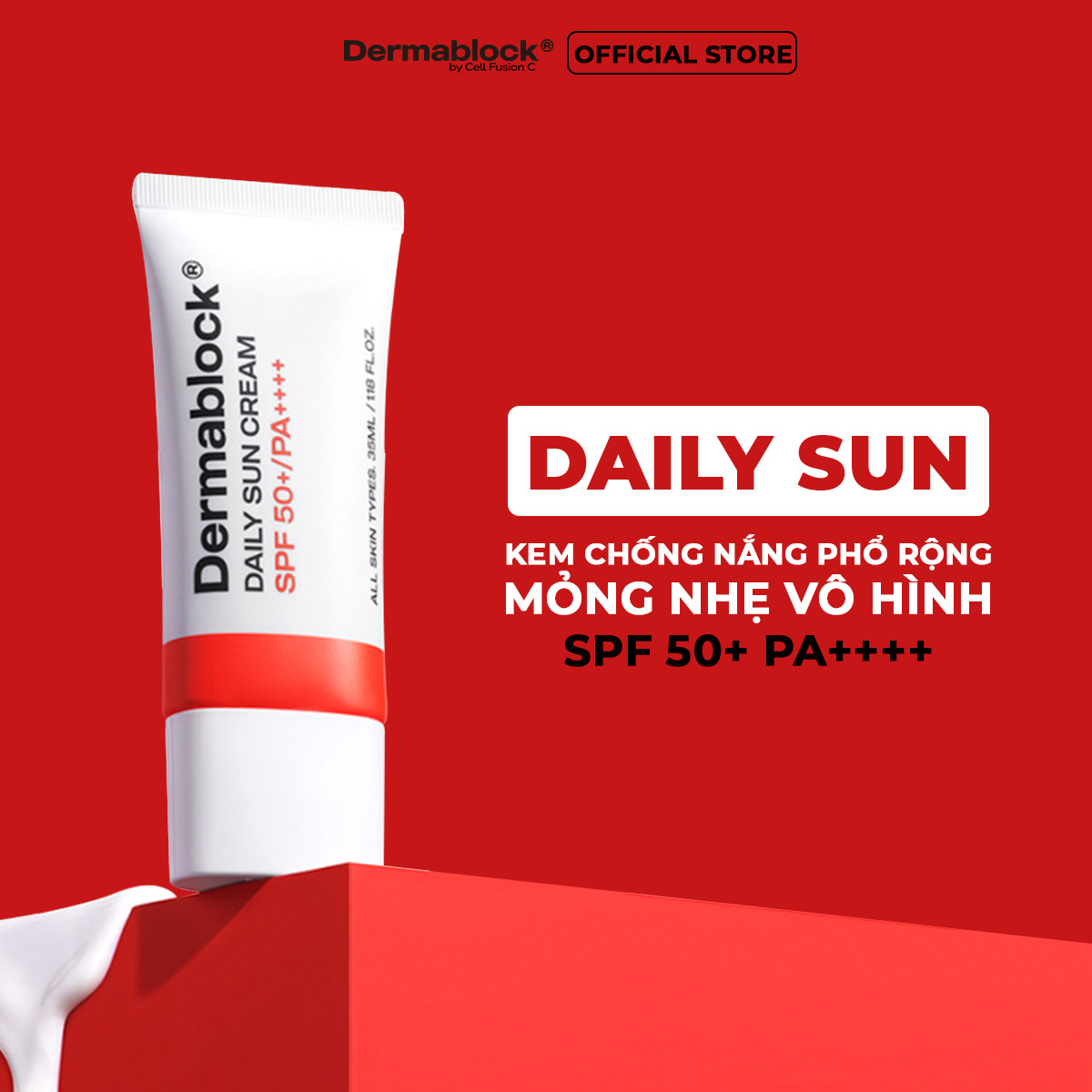 Kem chống nắng phổ rộng mỏng nhẹ vô hình Dermablock Daily Sun Cream SPF 50+ PA++++ 35ml