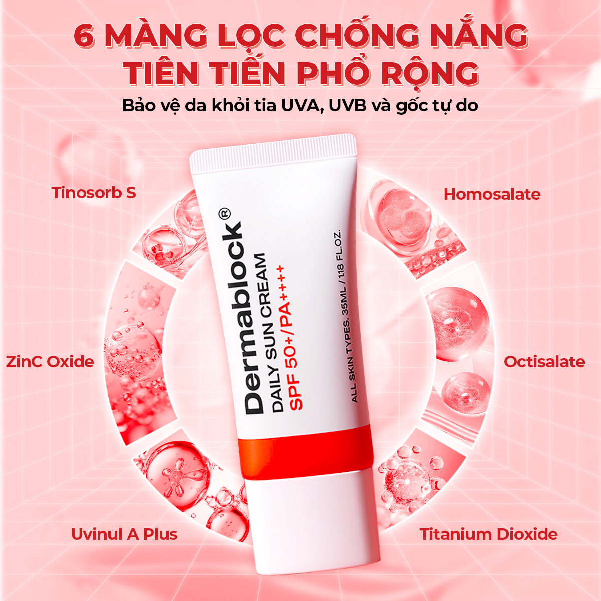 Kem chống nắng phổ rộng mỏng nhẹ vô hình Dermablock Daily Sun Cream SPF 50+ PA++++ 35ml