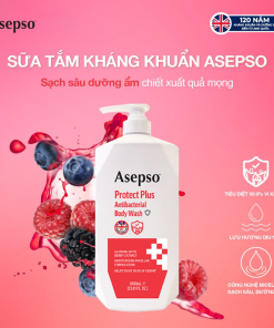 Sữa tắm kháng khuẩn ASEPSO sạch sâu dưỡng ẩm Chiết Xuất Quả Mọng 1000 ml