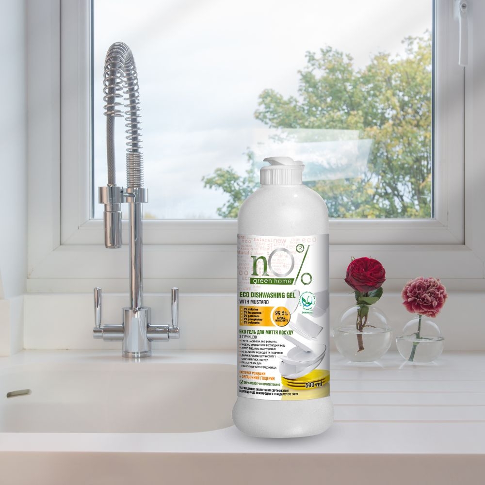Gel rửa chén bát nO% Green Home Eco với Mù Tạt (500ml)