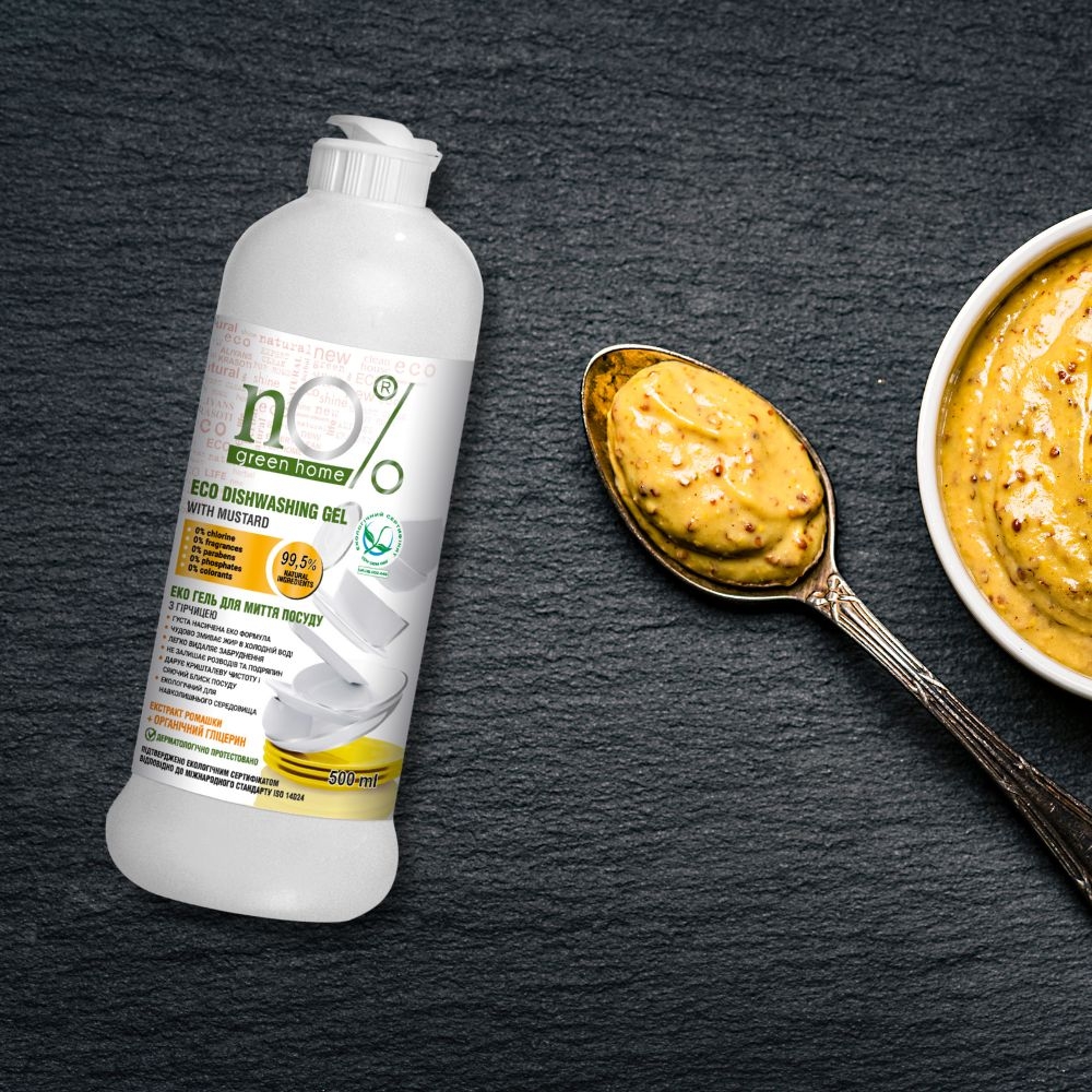 Gel rửa chén bát nO% Green Home Eco với Mù Tạt (500ml)