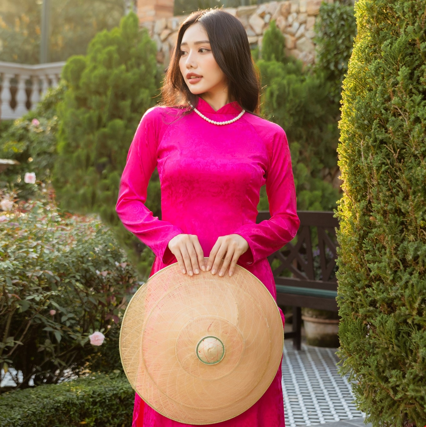 Set Áo dài Gấm hoa Thiên Ân