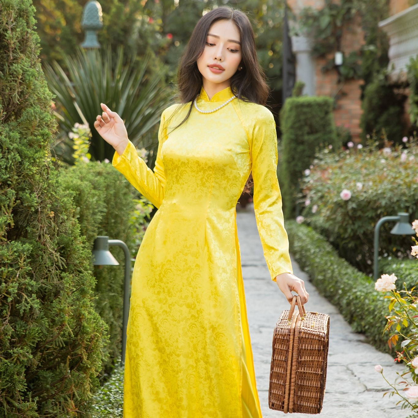 Set Áo dài Gấm hoa Thiên Ân