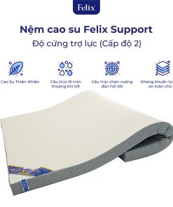 Nệm cao su FELIX Support – Độ cứng trợ lực (Cấp độ 2) – Độ dày nệm 10cm