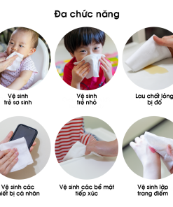 Khăn khô cotton thiên nhiên Suzuran Japan (Hộp 80 miếng)