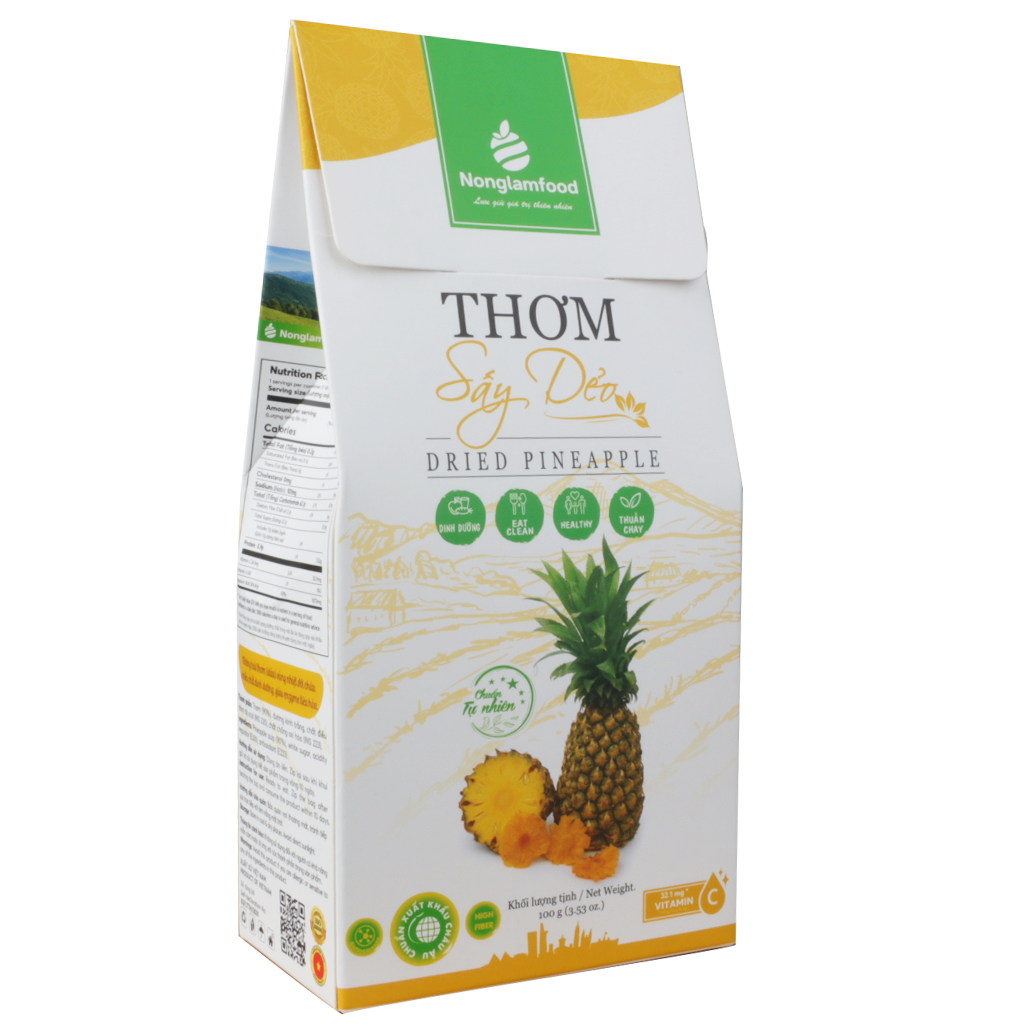 Thơm sấy dẻo Nonglamfood – Hộp 100g