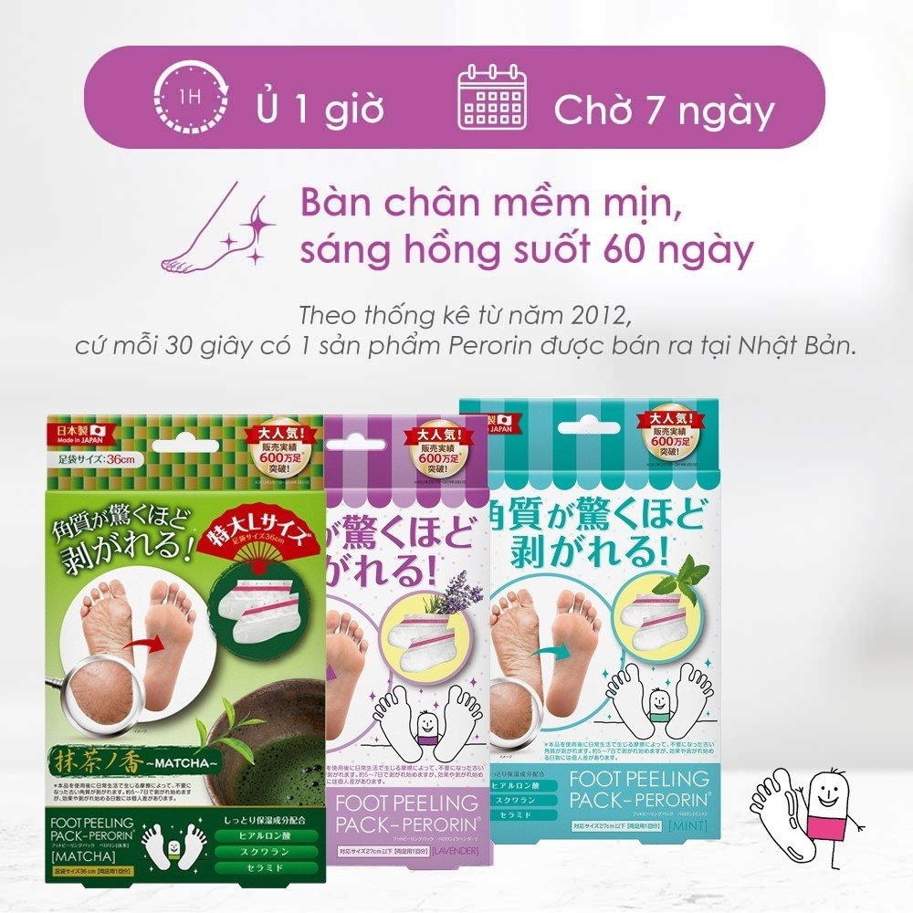 Túi ủ tẩy da chết và tái tạo da chân Perorin (Hộp 01 túi) Foot Peeling Pack – PERORIN