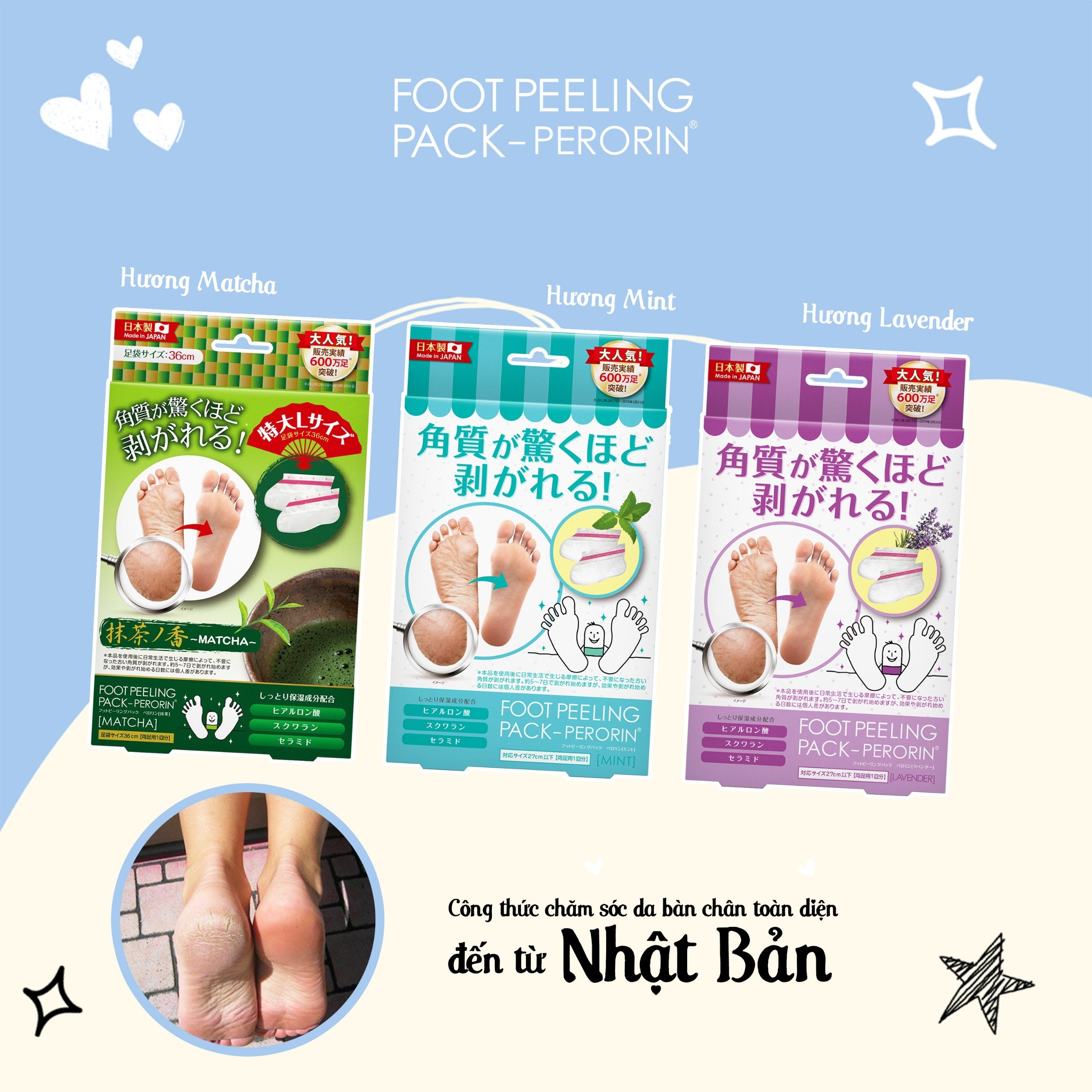 Túi ủ tẩy da chết và tái tạo da chân Perorin (Hộp 01 túi) Foot Peeling Pack – PERORIN