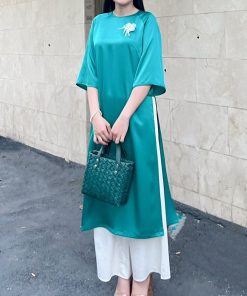 Set Áo dài Lụa trơn Hoa Nhiên