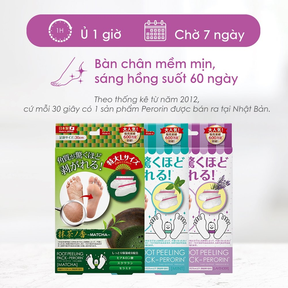 Túi ủ tẩy da chết và tái tạo da chân Perorin (Hộp 01 túi) Foot Peeling Pack – PERORIN