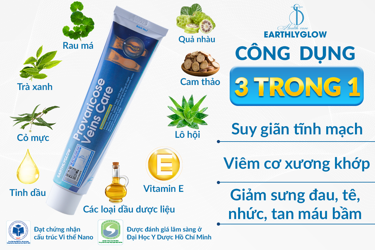 Kem hỗ trợ giảm viêm khớp, giãn tĩnh mạch Earthlyglow – Tuýp 65g