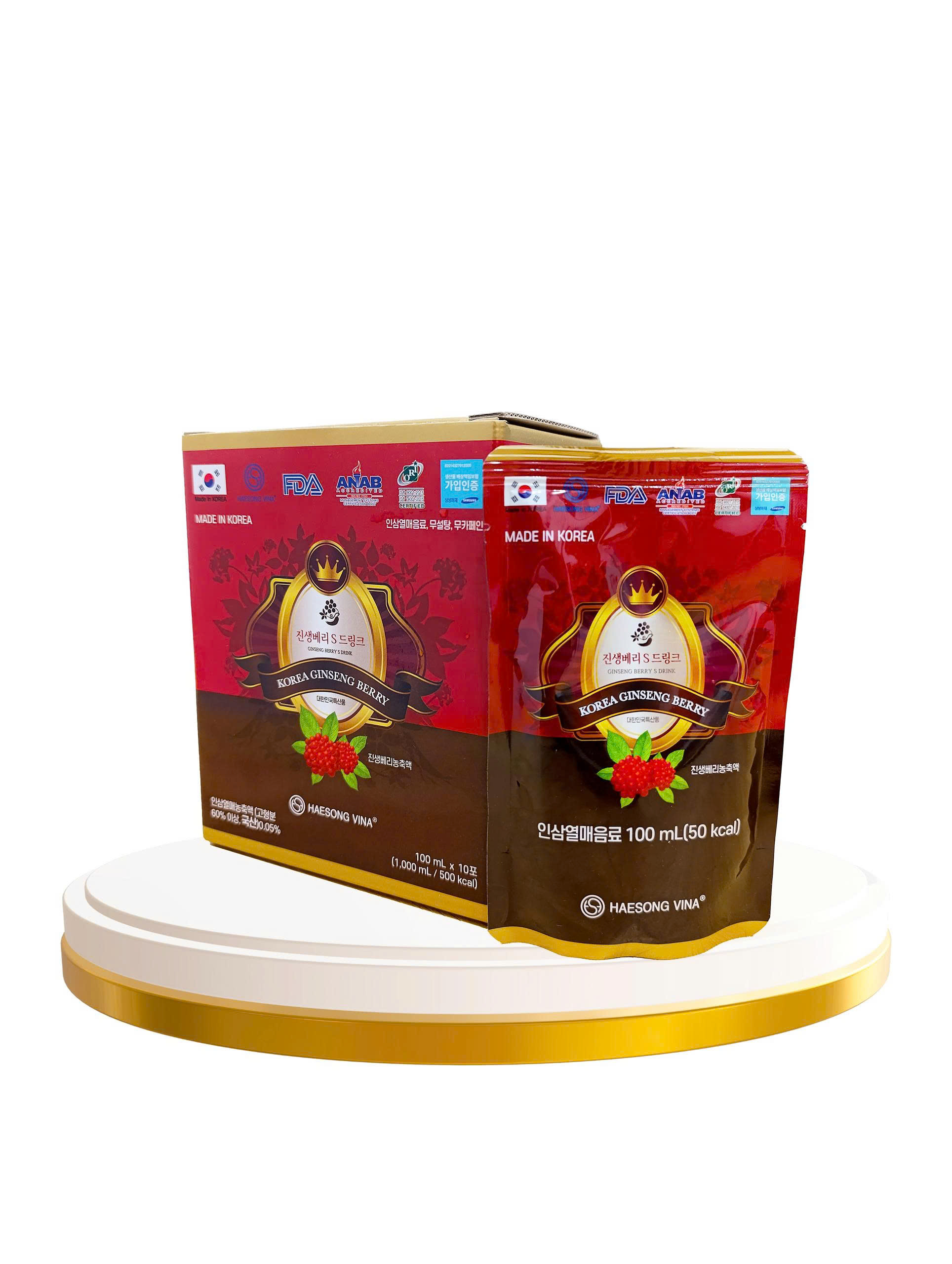 Nước uống Quả Nhân Sâm – Ginseng Berry S Drink (hộp 10 gói + túi)