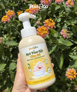 Bọt tắm gội Fuwa3e x Pineboo giảm mụn, giảm rôm sẩy trẻ em và bé sơ sinh, thành phần an toàn 500ml