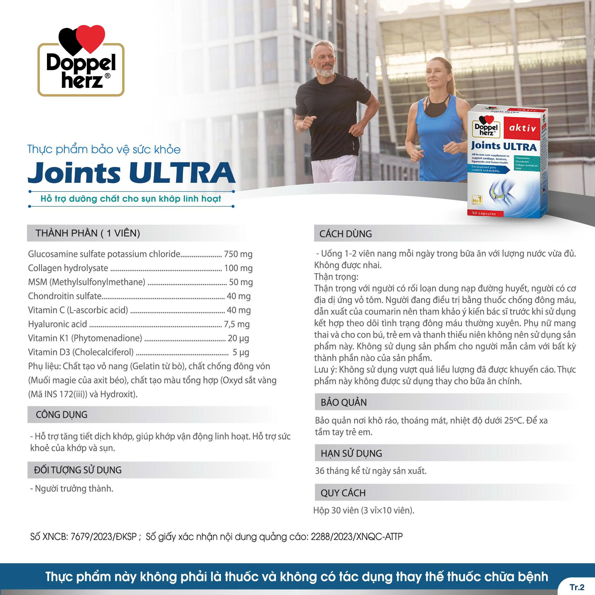 TPBVSK Joints ULTRA hỗ trợ giảm các triệu chứng thoái hóa khớp, bảo vệ sụn khớp ( hộp 30 viên)
