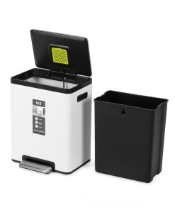 Thùng rác inox 20L nắp bật, chống ồn Eko – Trắng_384625