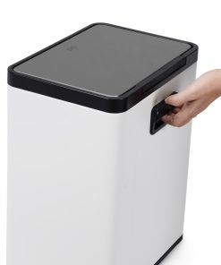 Thùng rác inox 12L nắp bật, chống ồn Eko – Trắng_384623