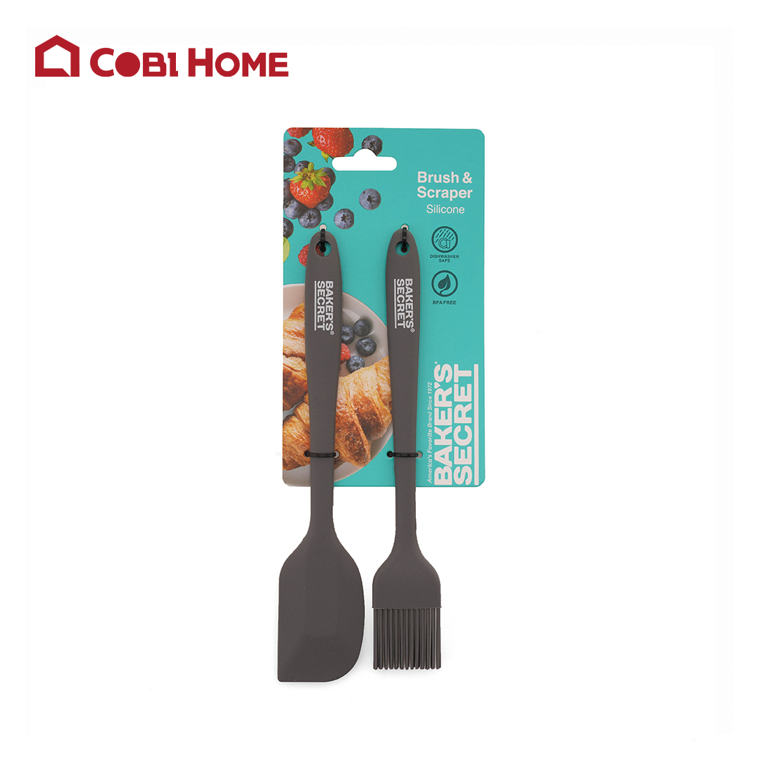 Set dụng cụ làm bánh bằng silicone màu đen gồm Xẻng đảo trộn và Cọ phết bơ dầu_369867