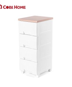 Tủ ngăn kéo nhựa màu trắng gồm 4 ngăn có học kéo_391332