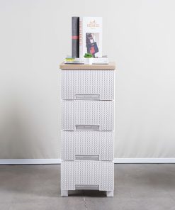 Tủ ngăn kéo nhựa màu trắng gồm 4 ngăn có học kéo_391332