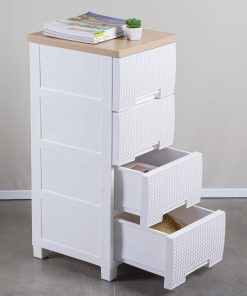 Tủ ngăn kéo nhựa màu trắng gồm 4 ngăn có học kéo_391332