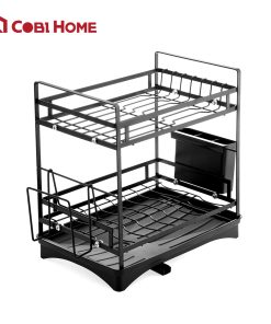 Kệ úp đa năng 2 tầng kèm khay hứng nước – Đen_342590