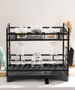 Kệ úp đa năng 2 tầng kèm khay hứng nước – Đen_342590