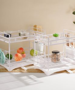 Kệ úp đa năng 2 tầng kèm khay hứng nước – Trắng_342589