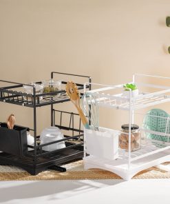 Kệ úp đa năng 2 tầng kèm khay hứng nước – Trắng_342589
