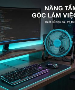 Quạt Để Bàn Tích Điện Kachi MK443 – Gió Turbo Mạnh Mẽ, Xoay 360 Độ, Thiết Kế Di Động Đa Năng