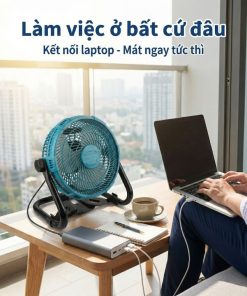 Quạt Để Bàn Tích Điện Kachi MK443 – Gió Turbo Mạnh Mẽ, Xoay 360 Độ, Thiết Kế Di Động Đa Năng